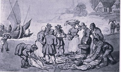 A Fish Market on the Beach by Thomas Rowlandson